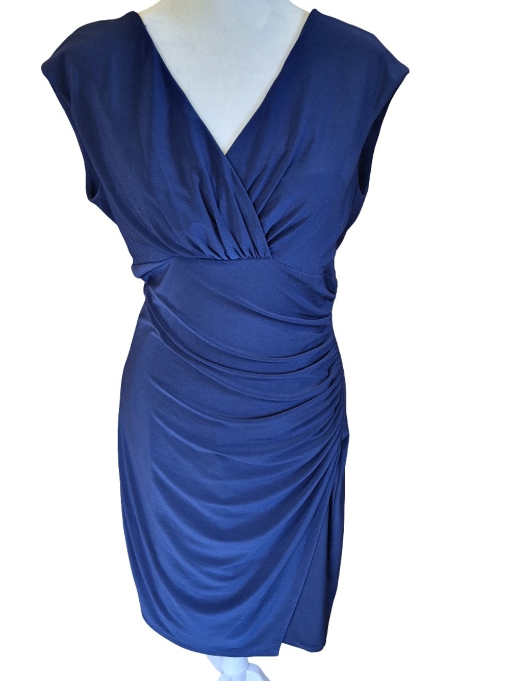 Lauren Ralph Lauren Royal Blue Wrap-Style Midi Dress